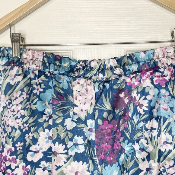 Adore Me Womens Satin Pajama Pants Size Large Pull-On Pockets Floral Colorful - Picture 10 of 12